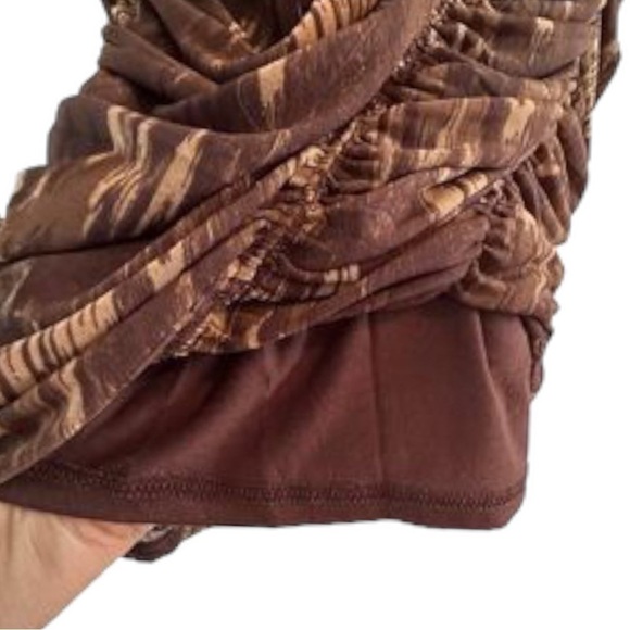 HOUSE OF HARLOW 1960 Ruched Fully Lined Brown & Tan Midi Pencil XL Skirt‎ - Picture 4 of 7